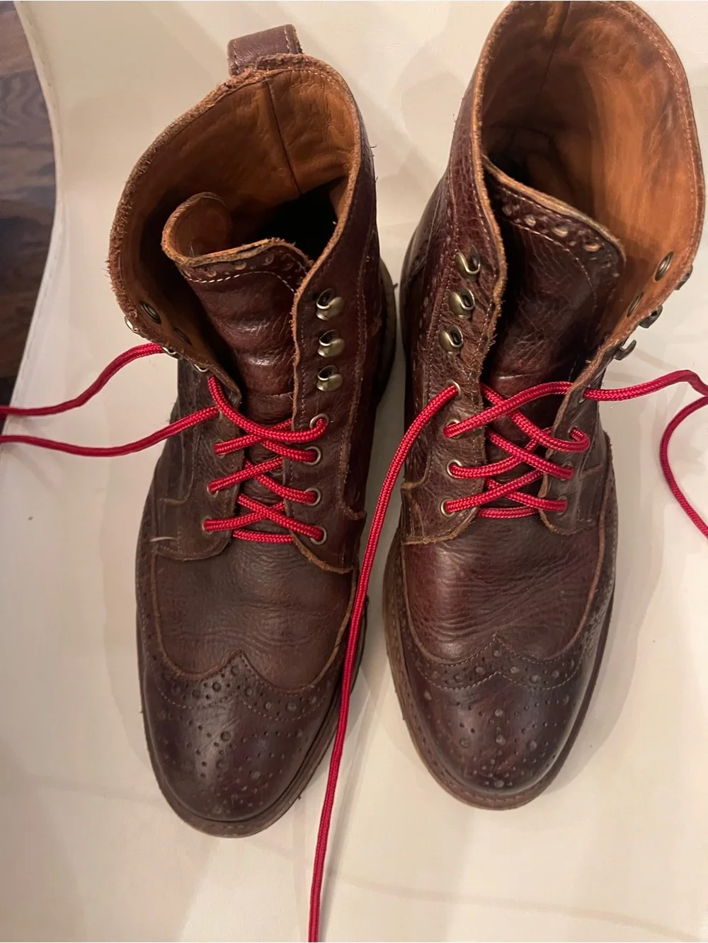 Allen Edmonds Long Branch Wingtip Boots Brown Leather Men’s 9.5 3E USA